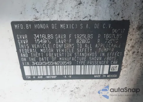 2017 Honda Fit Lx z USA, uszkodzony, nr VIN 3HGGK5H55HM708549